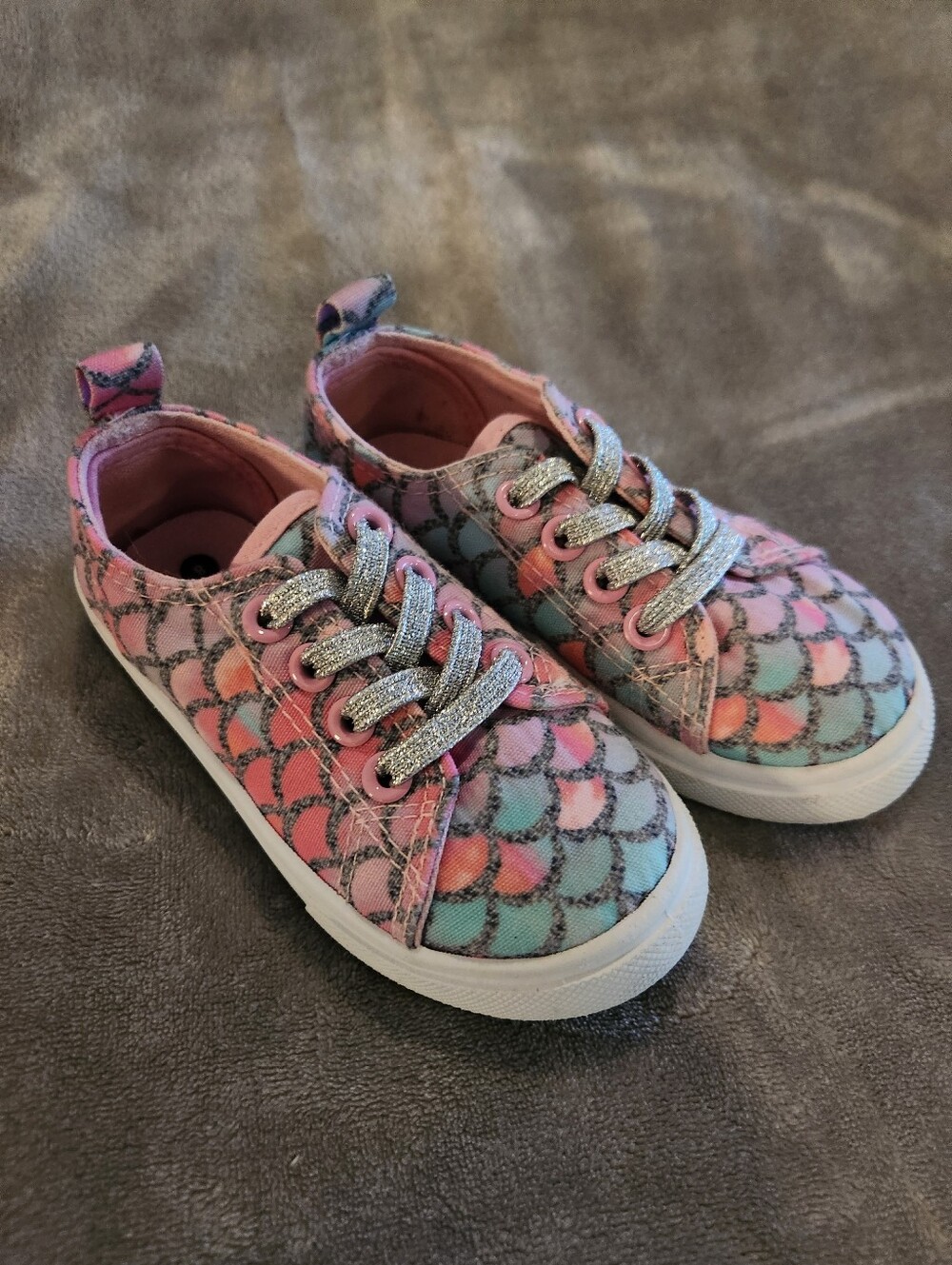 Kids Metallic Mermaid Scale Sneakers - Pink / Teal, Size 8T